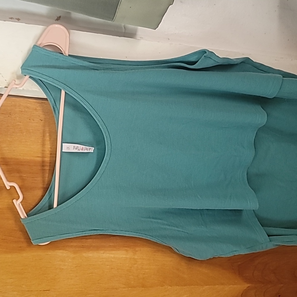 Latched Mama Green Ribbed Soft Comfort Nursing Breastfeeding Tank Top 2x